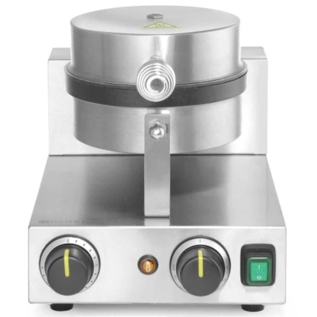 Single Round Waffle Maker for Belgian Waffles, Teflon, Diameter 190 - Hendi 212172