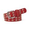 Unisex Leather Eyelet Buckle Belt with Rivet Detail - European & American Style Trend