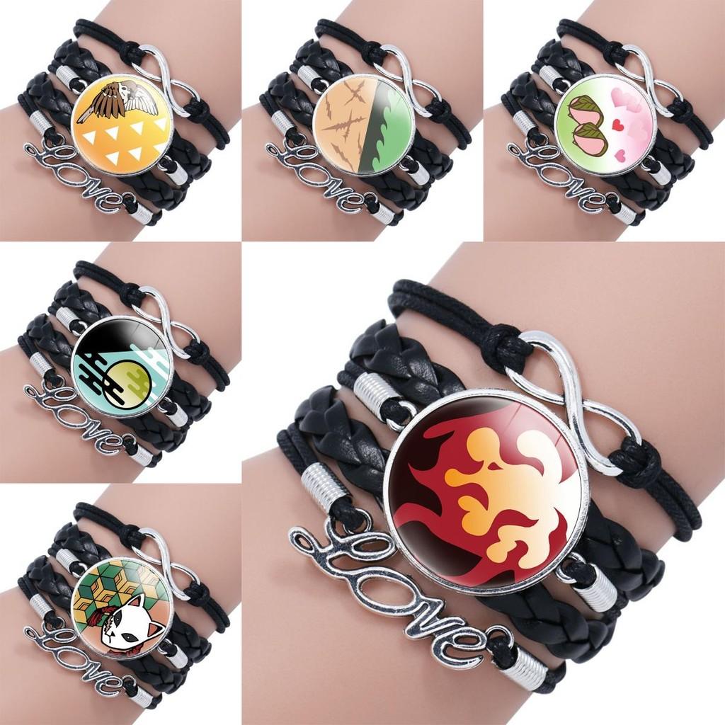 Slayer Demon Bracelet Anime Peripheral Multi Storey Handmade Black Gift Leather