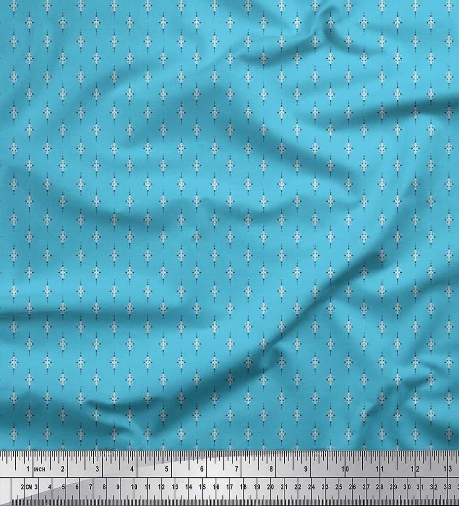 Soimoi Japan Crepe Satin Fabric Dot & Leaves Small Motif Shirting Print Fabric by the Metre 42 Inch