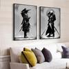 Black and White Japan Samurai Portrait Wall Art Canvas Painting Japanese Warriors Wall Mural Canvas Posters for Living Room Bedroom No Frame