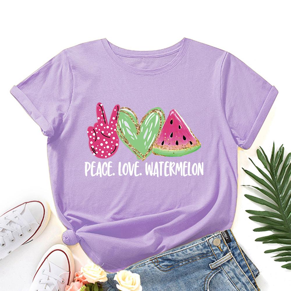 

Женские футболки свободного кроя с круглым вырезом и короткими рукавами с принтом «Арбуз» S