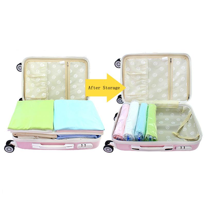 Clothes Compression Storage Bags Hand Rolling Clothing Plastic Vacuum Packing Sacks Travel Luggage Suitcase Space Saver Bags