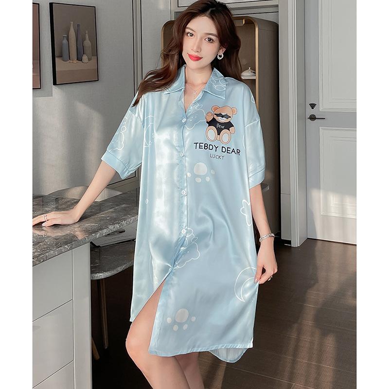 

Светло-розовая сексуальная ночная сорочка женская летняя тонкая чистая розовая пижама с коротким рукавом весенне-летняя домашняя одежда L