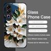 White Camellia Flower Marble Texture Tempered Glass Phone Case for OnePlus 13R 12 11 10 9 Nord CE4 3 2 Lite ACE2 ACE3 Pro Cover