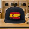 Spanish Flag Distressed Print Baseball Cap Polyester Flat Brim Snapback Casual Sports Adjustable Hat