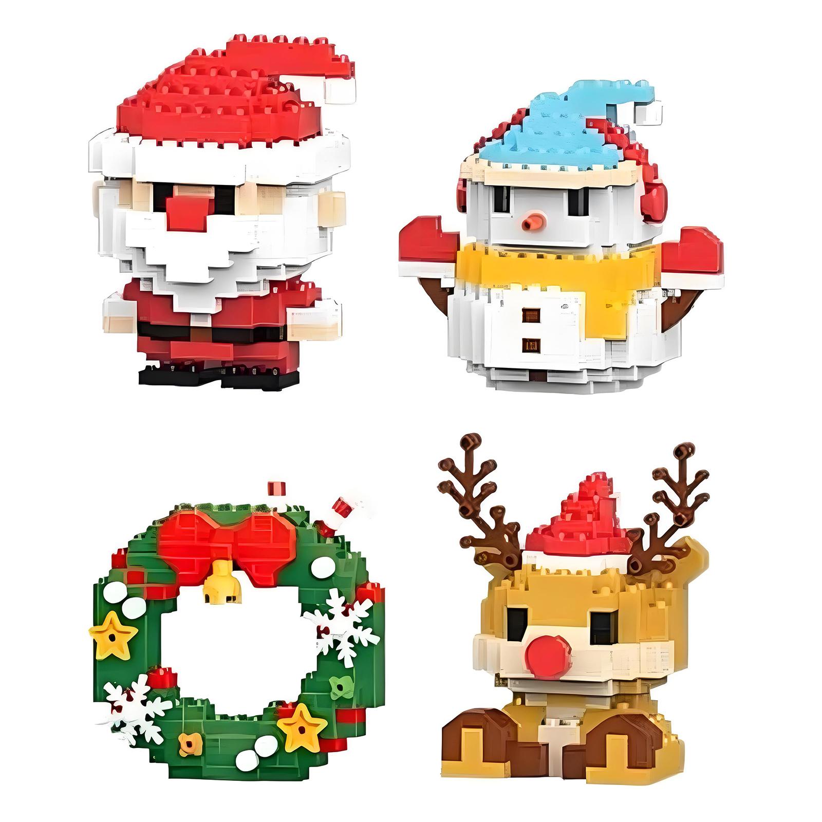 

4-Pack Christmas Building Block Toys Mini Building Figures Christmas Building Kit DIY Stocking Stuffers Xmas Gifts Party Favors