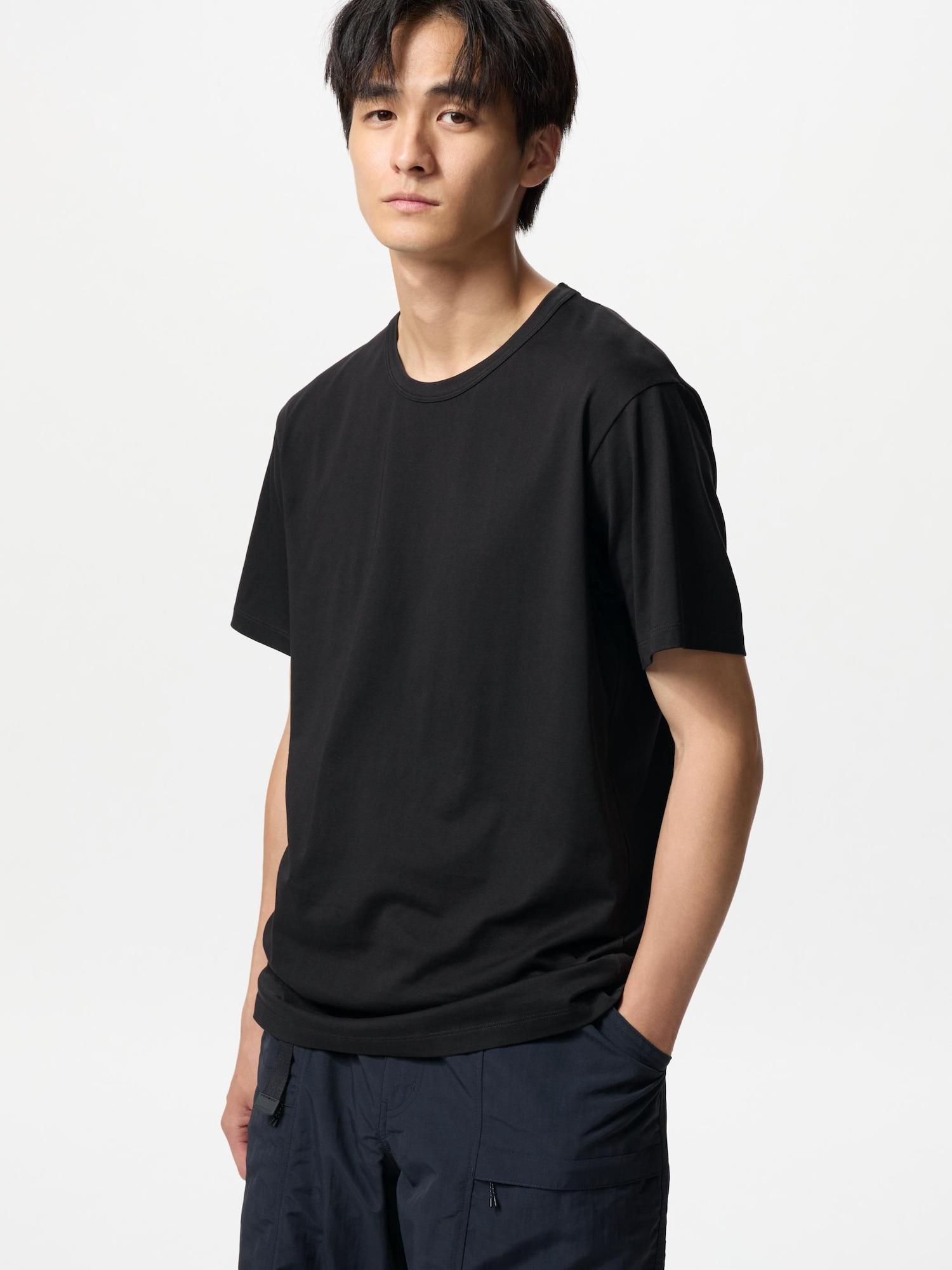 

Футболка Uniqlo Airism из хлопка с круглым вырезом и коротким рукавом 09 BLACK/MEN S