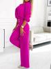 2025 Women's Solid Color V-neck Two-Button 2-Piece Pants Set