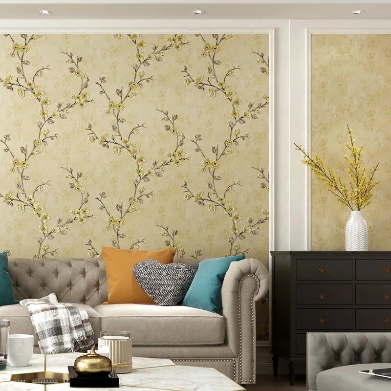 Retro Plum Blossom AB with Self Adhesive Wallpapers  Bedroom Living Room Restaurant Home Decoration Wallpaper Self Adhesive