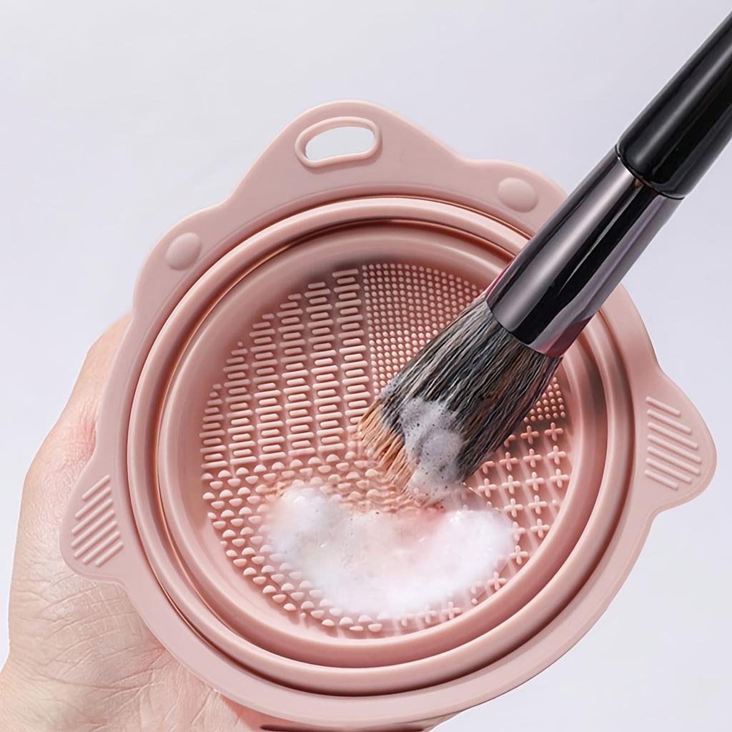 Foldable Makeup Brush Cleaning Bowl, Silicone Portable Cosmetic Cleaning Tool Suitable For All Sizes Beauty Makeup Brush Set.