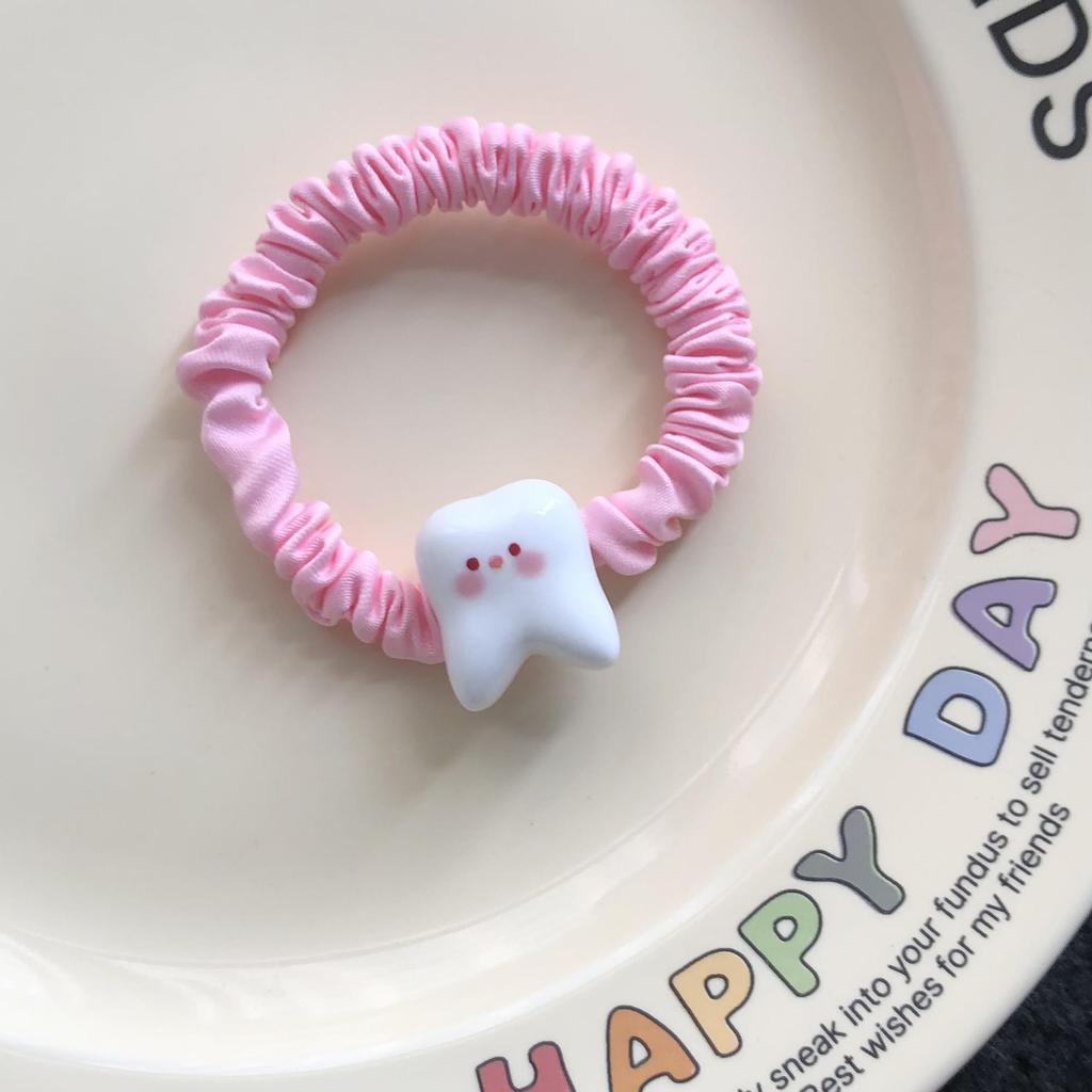 Entzückendes Blush Zähne Darm Scrunchie Haarspange - Lustiges Cartoon Haaraccessoire für Schüler