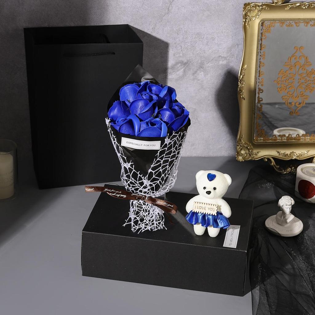 Valentine's Day Creative Gift Box: Soap Rose Flowers with Bear for Birthday