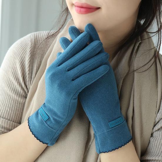 1 Paar Buchstabenlogo Verdickte Einfarbige Winddichte Koreanischer Stil Damen Handschuhe Herbst Winter Fleecefutter Touchscreen Vollfinger Fahrhandschuhe