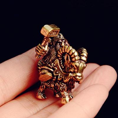 Messing Ziegen Zwerg Krieger Figur Miniatur Schreibtisch Ornamente Retro Metall Modelle Statue Heimdekoration