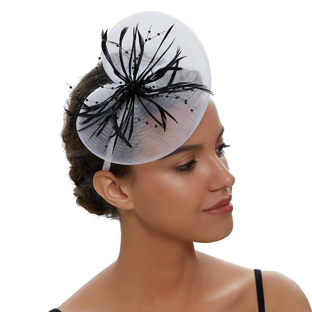 Women Girls Mesh Fascinators Hat Cocktail Party Headband Wedding Hat