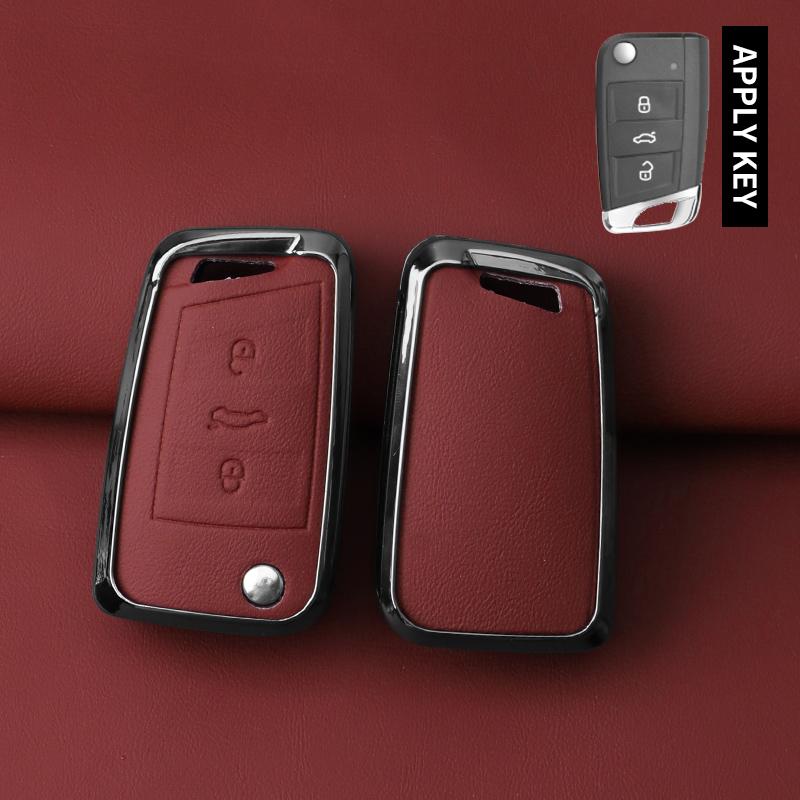

Zinc Alloy Leather Car Key Case For Vw Volkswagen Polo Golf 7 Gti Mk7 Tiguan Passat For Seat Ateca Leon For Octavia A7 Skoda