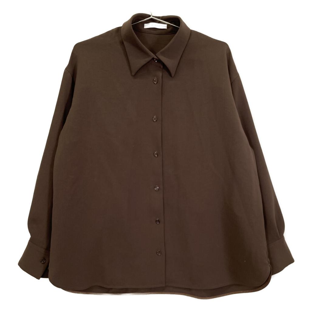 CINOH Brown slit long sleeve shirt tops 38 BrownUsed