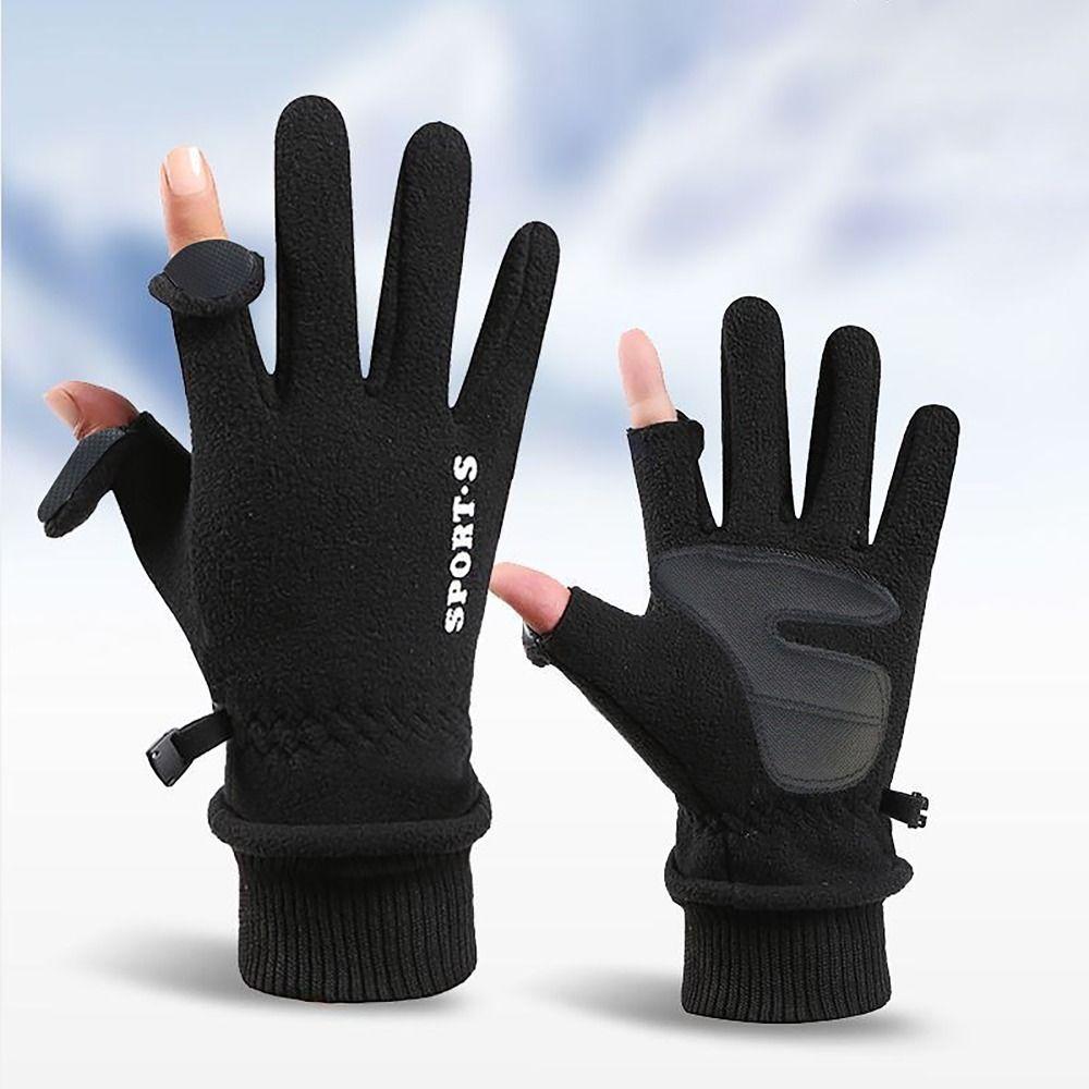 Windproof Touch Screen Gloves Thicken Finger Flip Cover Gloves 2023 New Ski Gloves  Autumn Winter