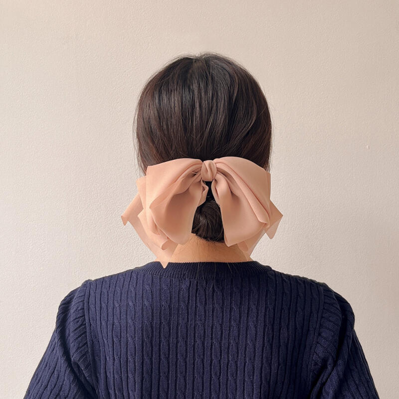 Chiffon double-wing lovely hairpin (beige)