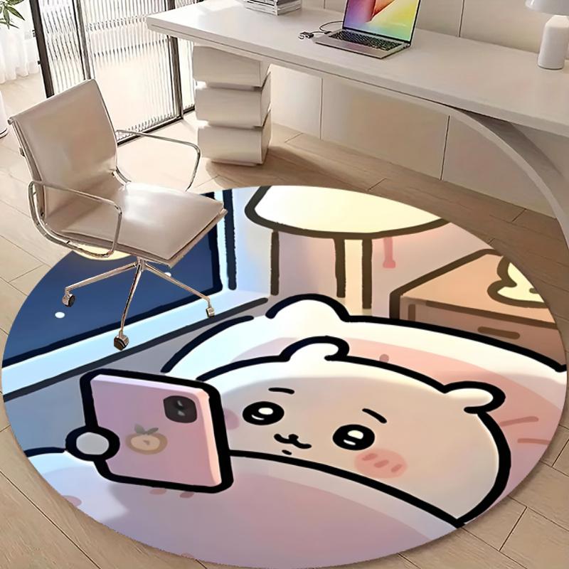 Personalized Chiikawa Round Chair Office Rug - Perfect for Mat, Office Chair & More - Ideal Gift for Birthdays and Holidays