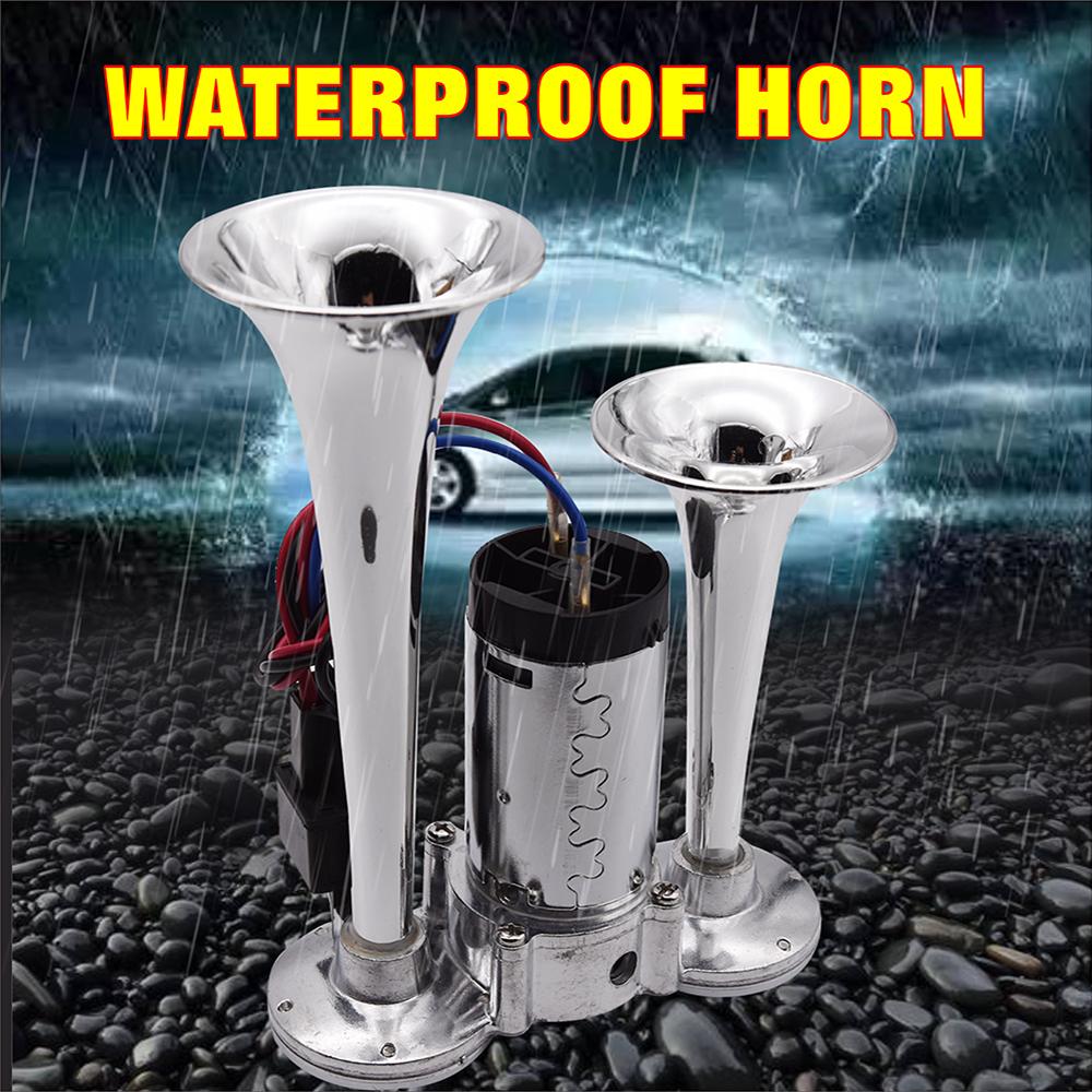 Waterproof 150db Car Electric Horn Auto Dual Trumpets Speaker 12v Train Air Horn Siren Sound Security Alarm for Truck Boat SUV