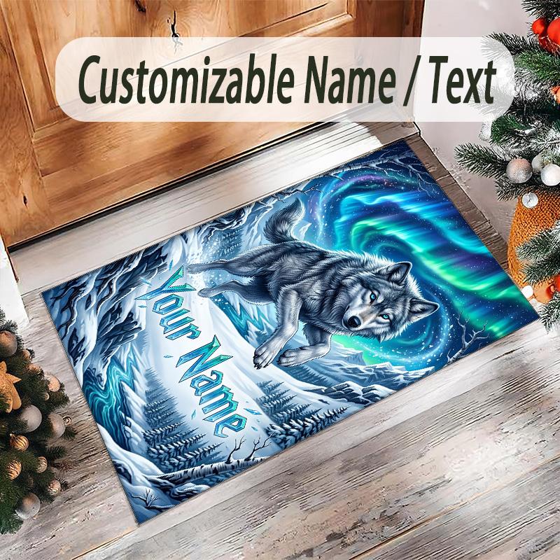Fox Theme Crystal Velvet Floor Rug Personalized Custom Name Text Warm Carpet Home Decoration