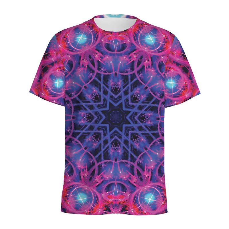 Retro Flower Mandala Pattern T-shirt Men Summer 3D Printed Ethnic Floral T Shirt Women Round Neck Short Sleeve Street Loose Tees