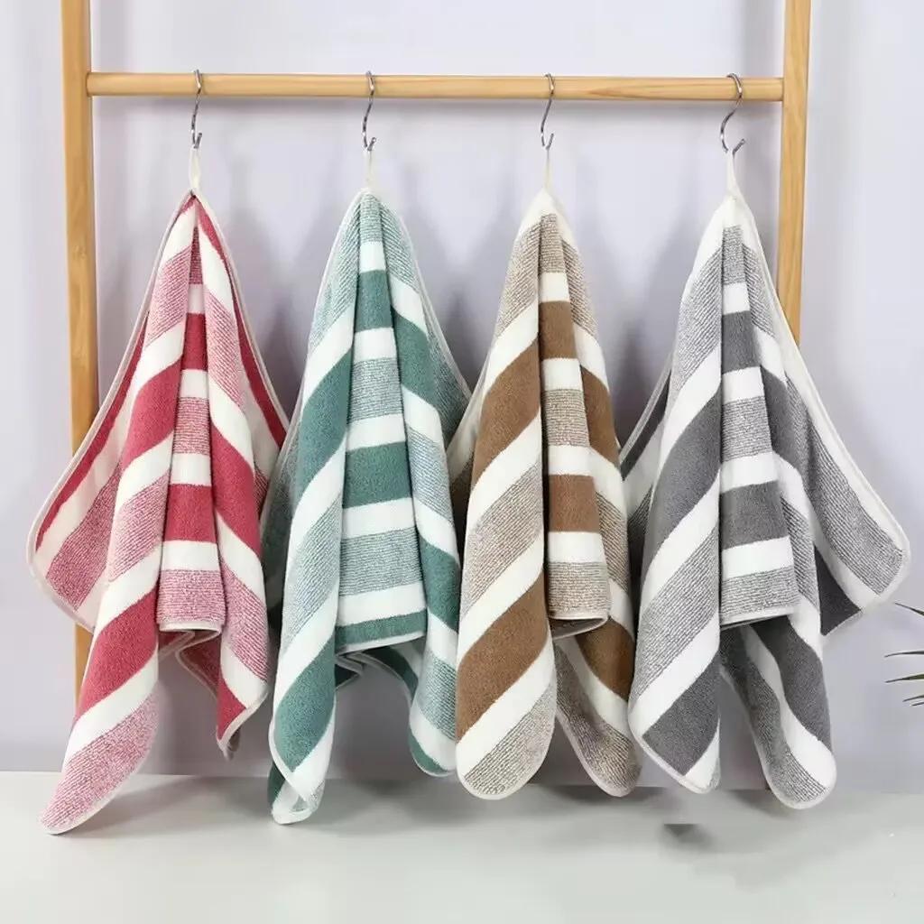 For Soft And Absorbent Bathroom Experience Hand Towel Quick-Drying Striped Towel Set
