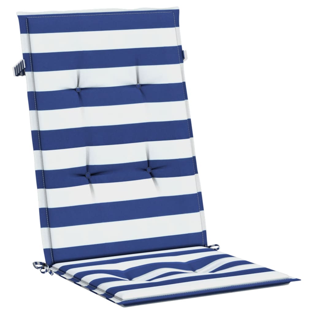 High Back Cushions 6 pcs Blue & White Striped Fabric