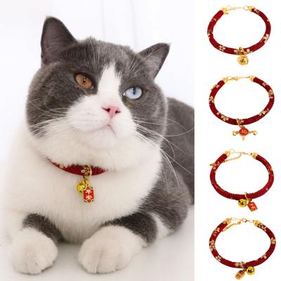 Festival İçin Süslemeli Çin Tarzı Cilt Dostu Ayarlanabilir Kedi Köpek Kolye Tasmalı Çıngıraklı Tasması