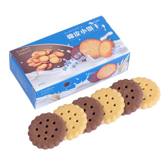 

6Pcs Student Eraser Soft Rubber Biscuit-Shaped Erasers Decorative Wavy Edge Eraser Back to School Stationery A