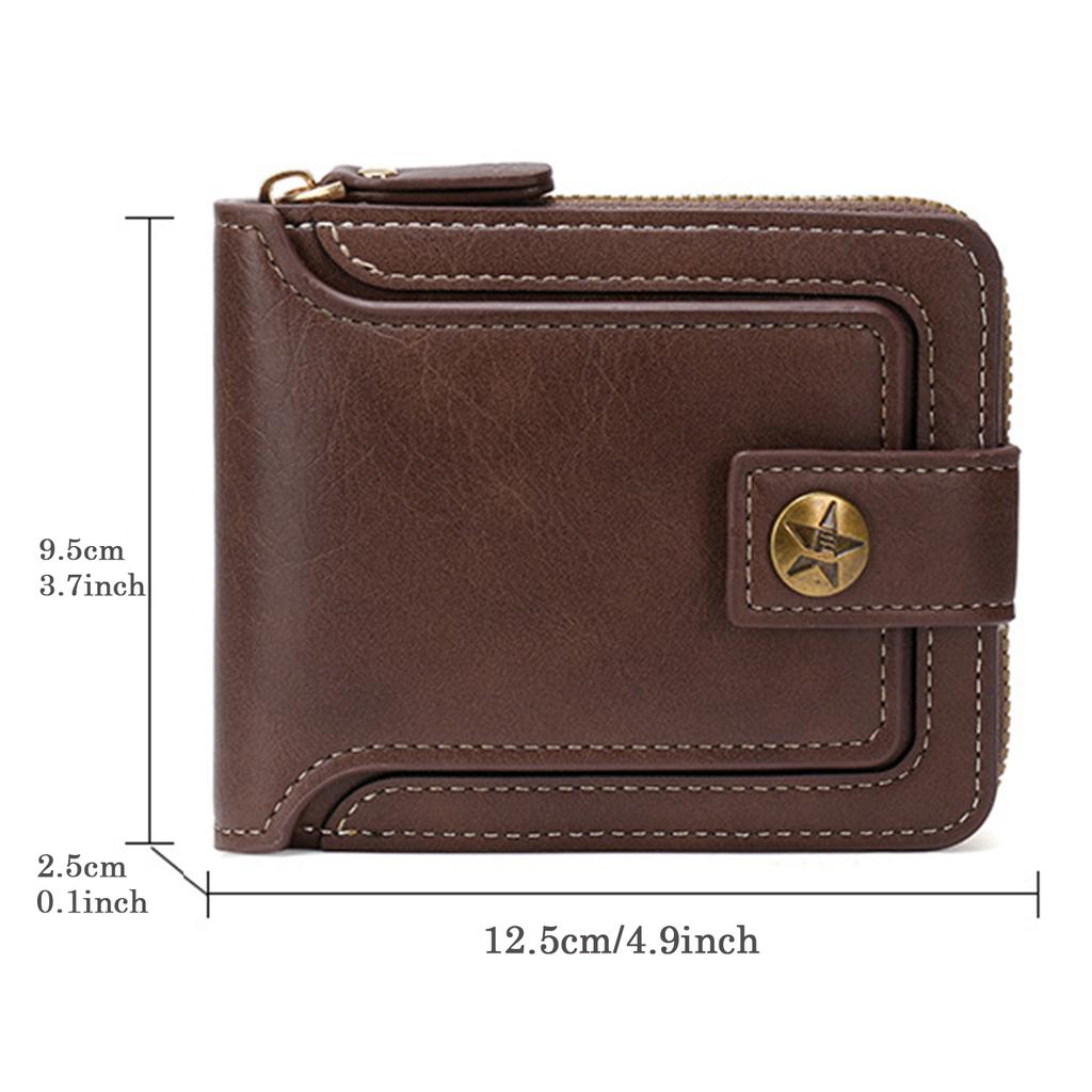 Vintage Men High Quality PU Leather Small Wallet Short Horizontal Zipper Coin Pocket Tri-fold Card Case Purse Billetera Hombre