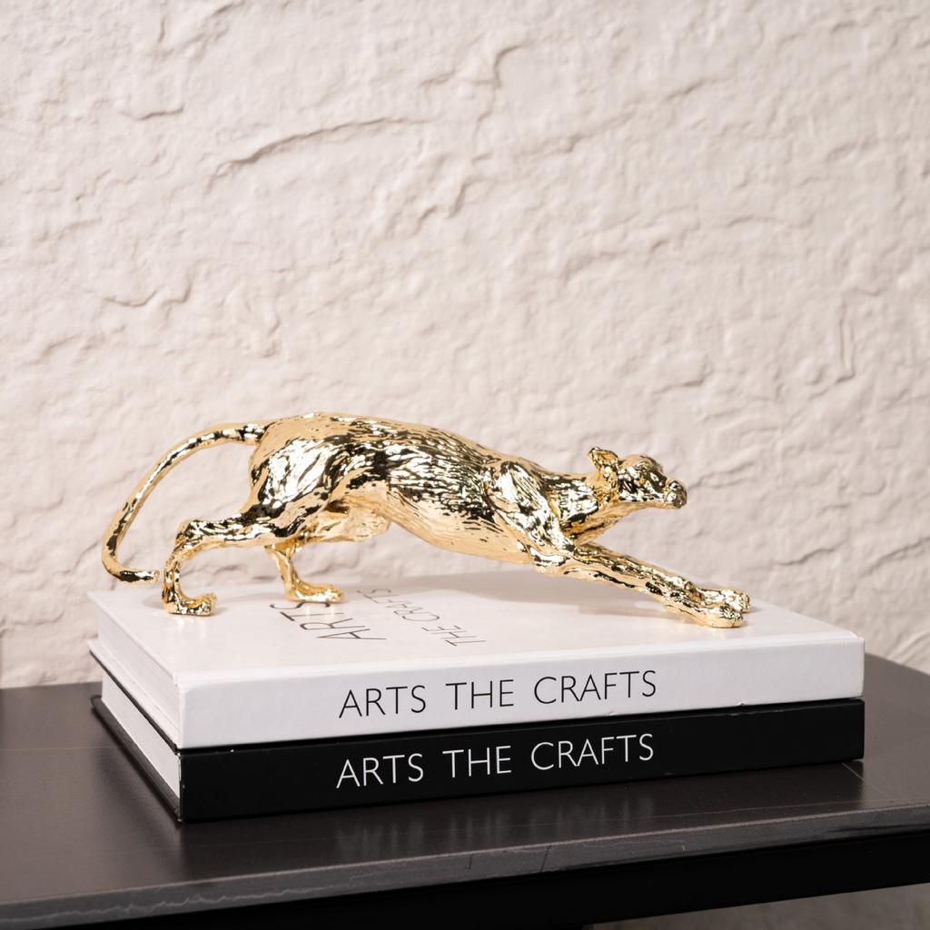 Abstract Metal Leopard Simulated Animal Ornaments Golden Leopard Cheetah Decorative Figurines Home Decoration Accessories