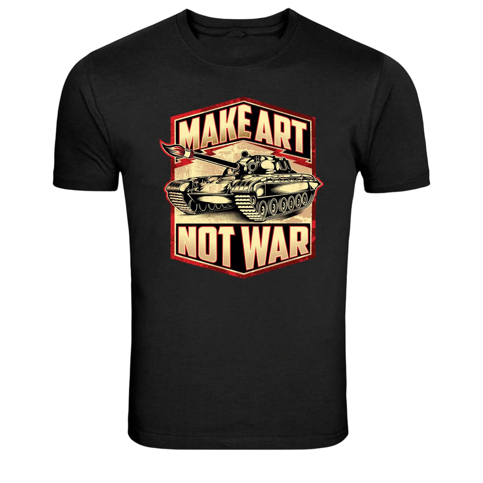 Make Art Not War Tank Illustration Graphic T-Shirt XL