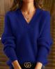 2024 Autumn/Winter Women's V-Neck Solid Color Knit Top: Multicolor Pullover Sweater