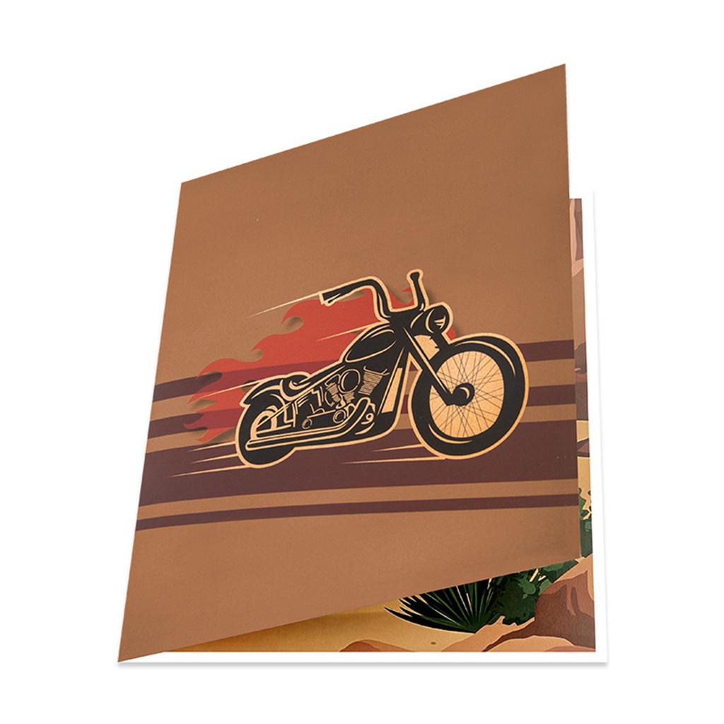 3D Motorcycle Birthday Greeting Card with Envelope for Fathers Day Celebration Artistic Cruise Bike Design Card