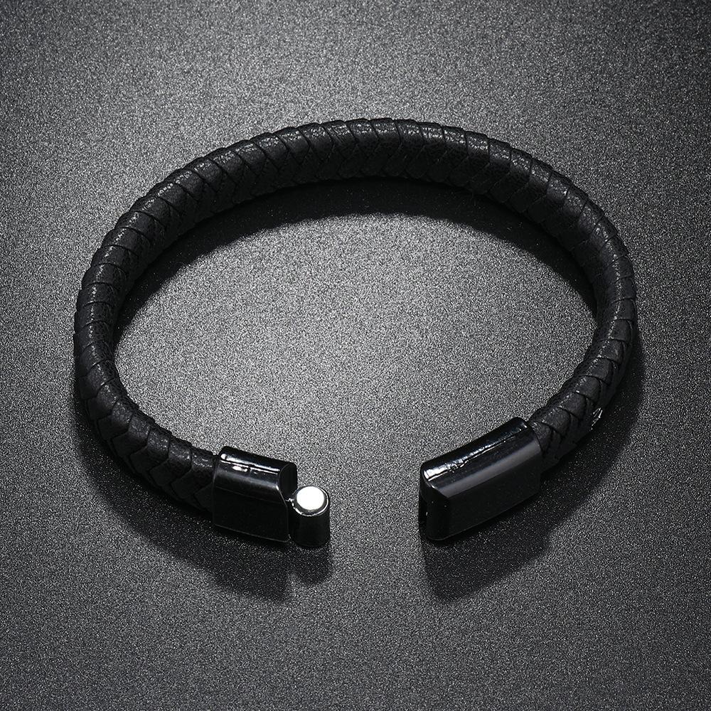 Braided PU Leather Bracelet Bangle Magnetic Clasp Mens Party Jewelry Gift