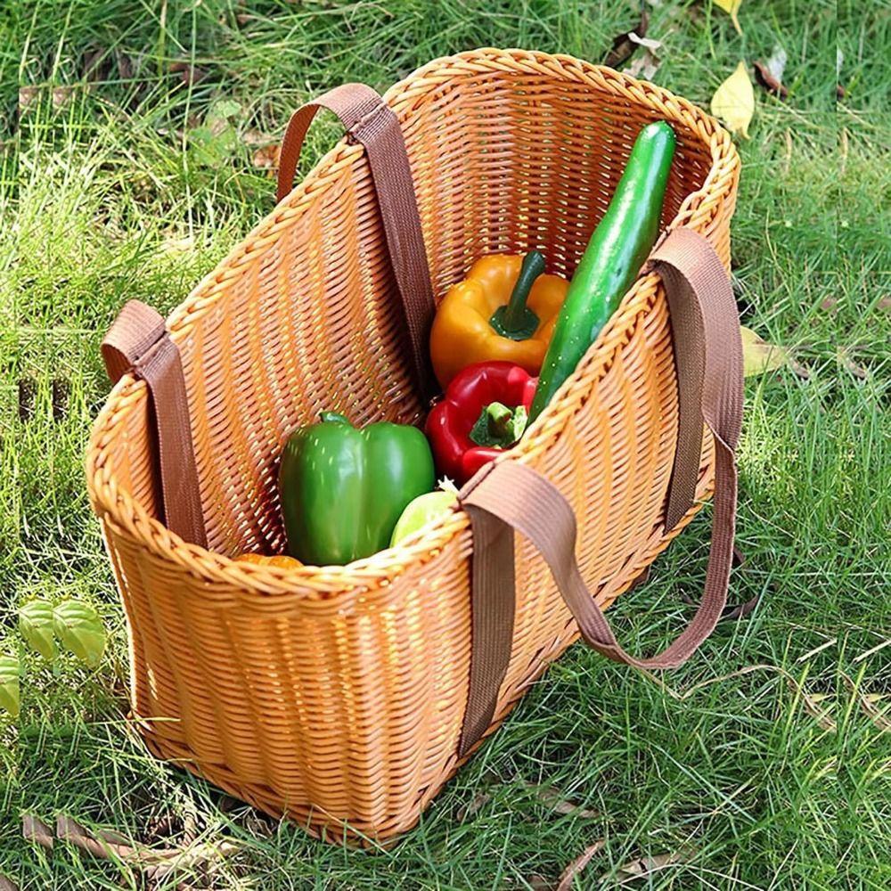 Lightweight Storage Basket With Handle Large Size Laundry Basket Durable Eco-Friendly Hand-woven Basket Camping Use
