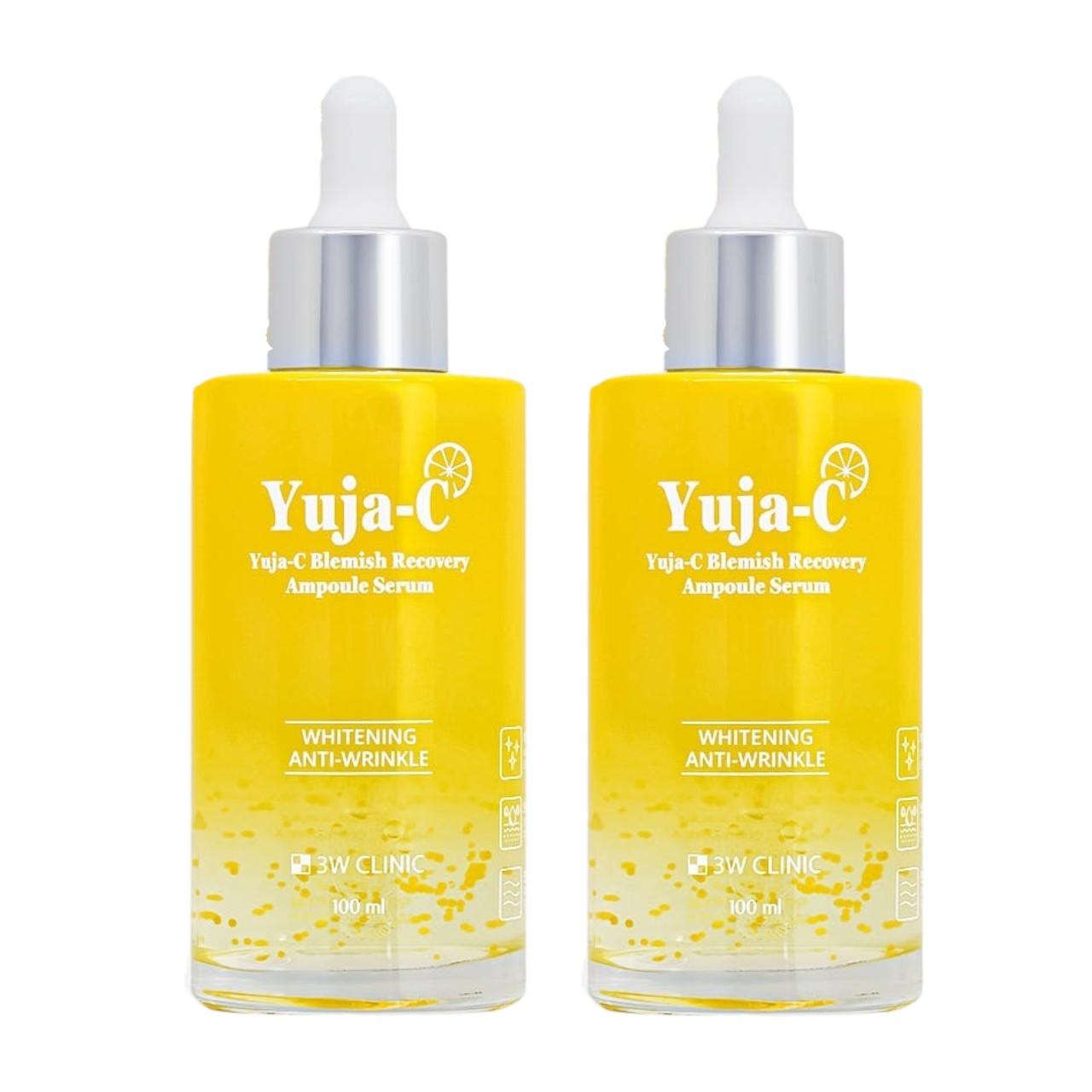 3W Clinic Yuja C Blemish Recovery Ampoule Serum - Brightening & Vitamin Vitality (Set of 2) - 100ml x 2 / 3.38 fl.oz. x 2
