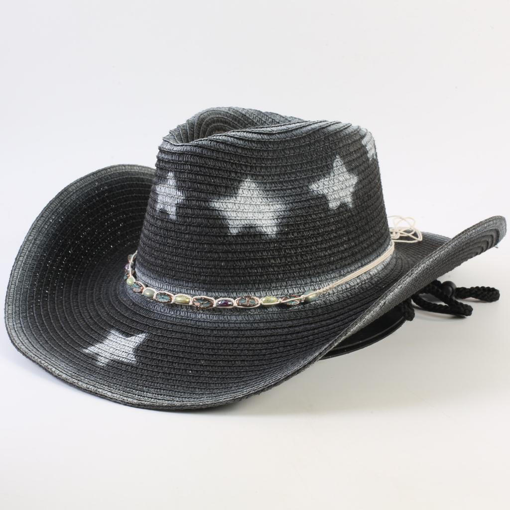 Popular Western Cowboy Straw Hat Men's and Women's Fashion Shade Straw Hat Classic Outdoor Western Cowboy Hat