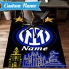 Custom Name Inter Milan Crest Rug Game Carpet, Floor Mat for Bedroom Living Room Entryway Rug, Home Decor Idea Gift for Christmas Birthday