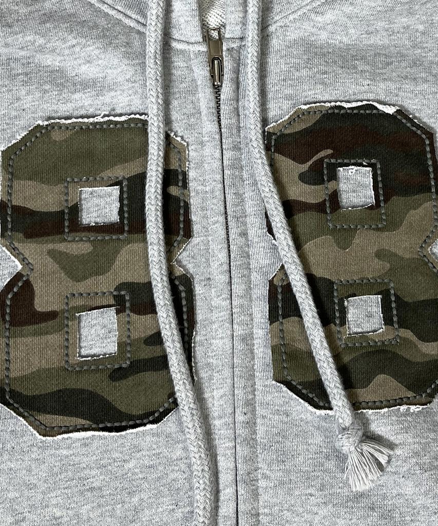 Sk8Er Rock Camouflage 88 Damage Sweat Hood Zip-Up ((Melange Gray))