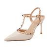 French Nude Pointed Rivets High Heels Women's 2025 New Beautiful Sexy Willow Single Shoes with Sandals