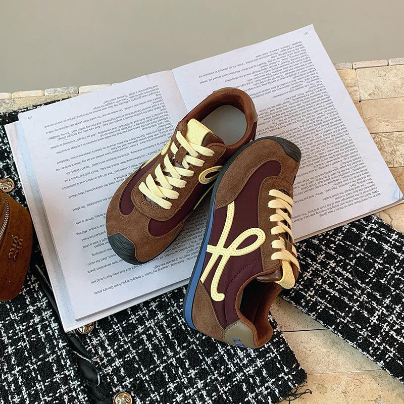 

Spring new Yang Mi thick-soled women s color matching lace-up casual sports shoes 40 коричневый