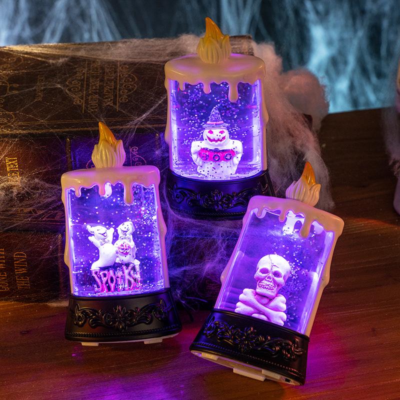 Halloween Decorations Candle Lights Luminous Skeleton Lights Halloween Desktop Decorations Ghost Festival Scene Cloth