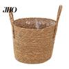 Natural Planter Basket Wicker with Handles Indoor Outdoor Plants Rattan Woven Rustic Plant Pot Home Living Room Balcony Garden Round Decorative Flower