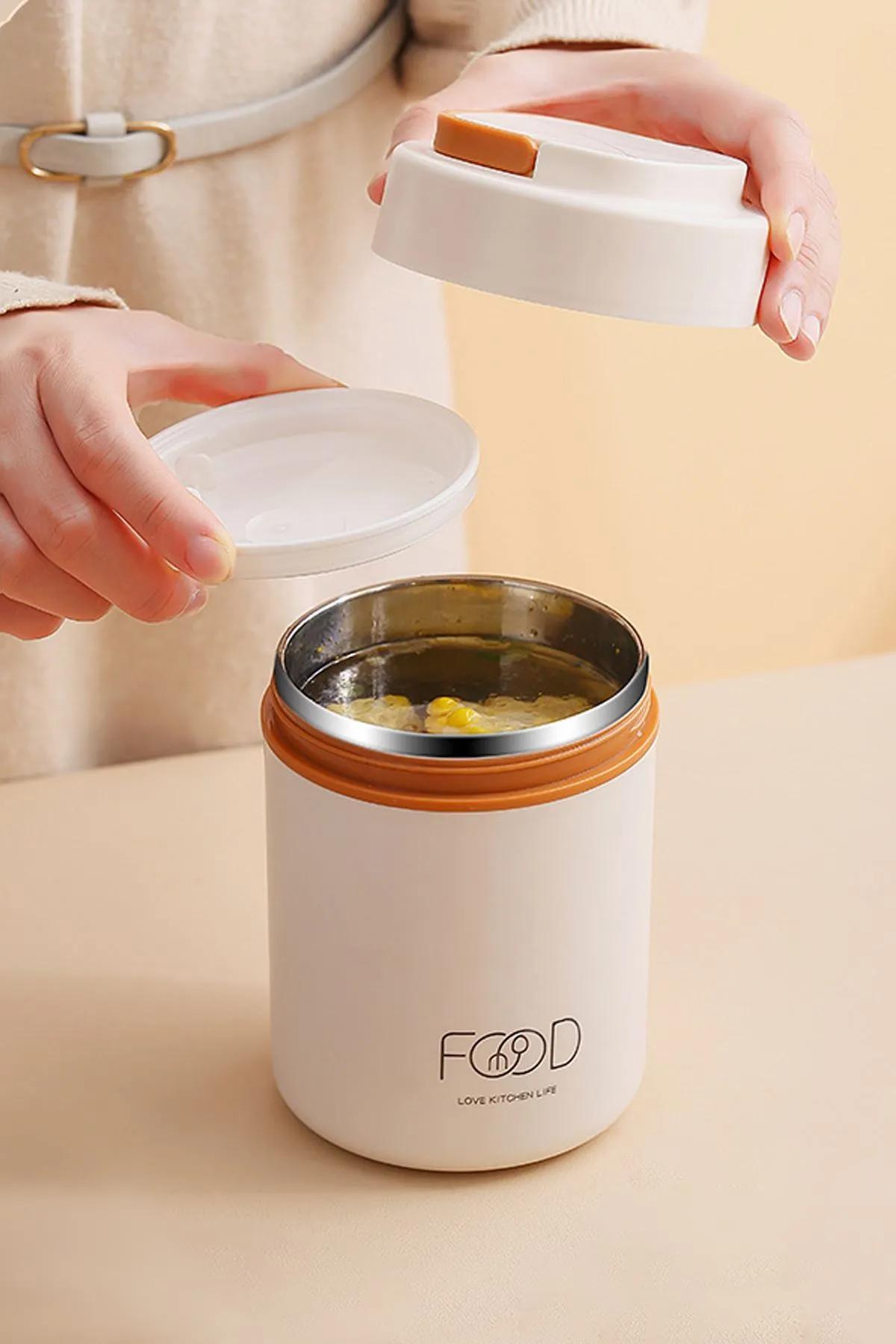 

Стальной бежевый контейнер для хранения пищевых продуктов 520 мл, пищевой термос