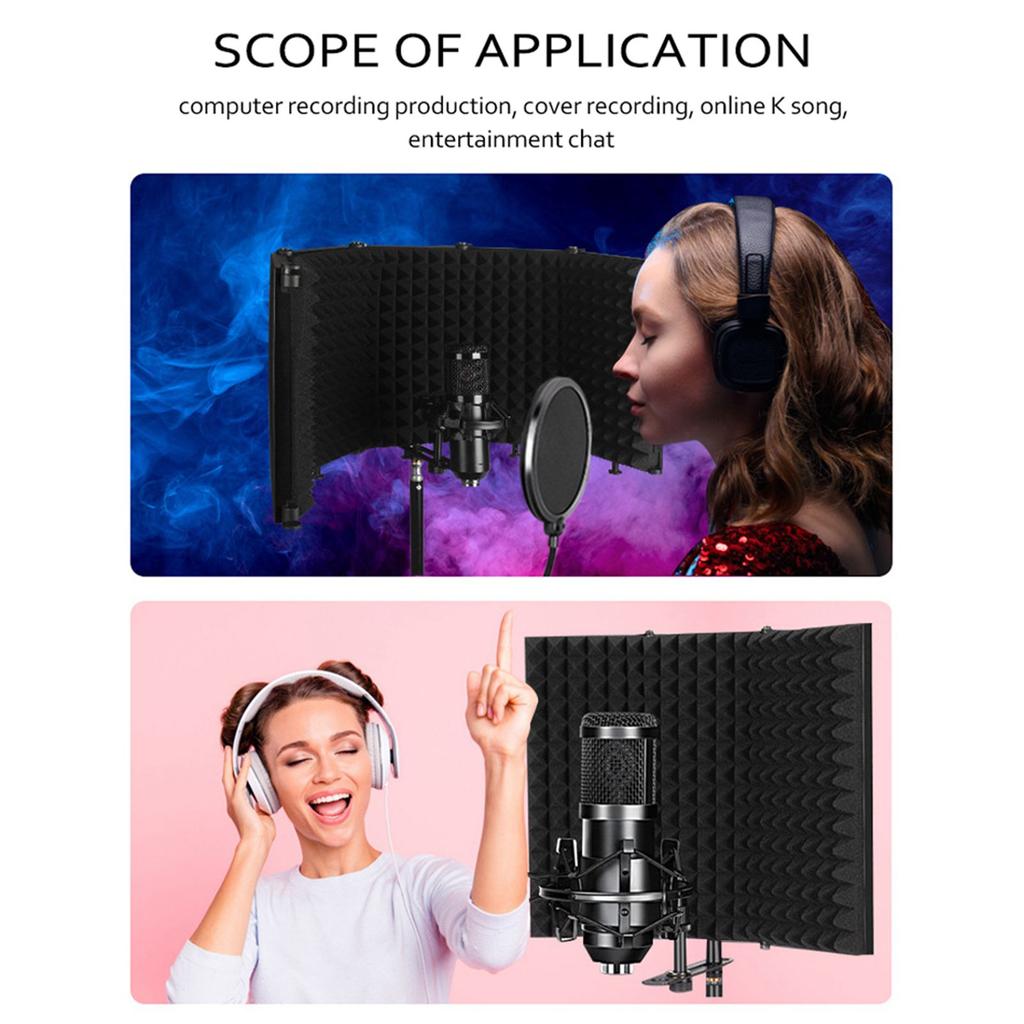 Foldable Adjustable Sound Absorbing Vocal Recording Panel Portable Isolation Microphone Shield Sound proof Plate