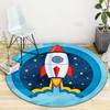 Cute cartoon circular carpet, sky night moon star rocket plane children's room anti slip floor bedroom decoration carpet